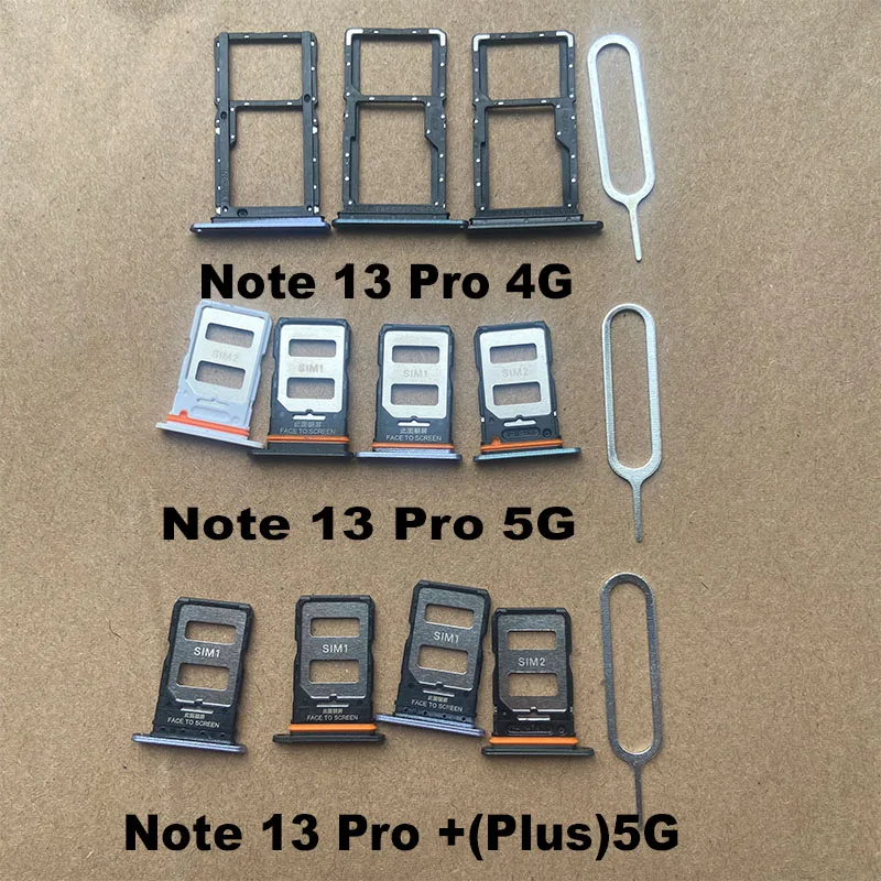 New For Xiaomi Redmi Note 13 Pro + Plus 4G 5G Sim Card Tray Slot Holder Socket Adapter Connector Repair Parts Replacement