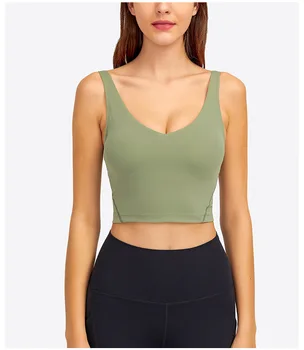 26 renkler yastıklı spor Yoga spor sütyen üst kadınlar Longline çapraz kayış Fitness egzersiz sütyen egzersiz atletik sütyen