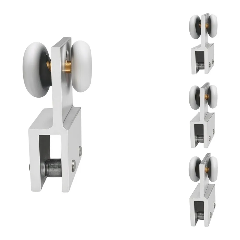 For Frameless Shower Door for top Support Rollers 4 Pack Aluminum Alloy with 3/4 inch Ball Bearings for 3/16 inch Glass