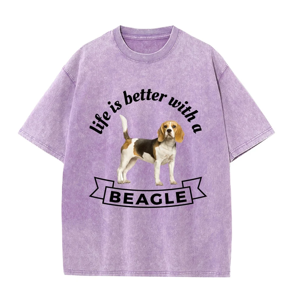 Life Is Better With A Beagle Cotton T-shirt Pet Dog Lover Short Sleeve Top Wear Men's Streetwear Cute Tees Puppy Fan T Shirt
