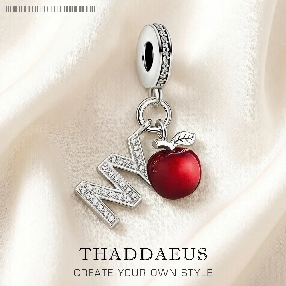 Charm-Anhänger NY Appel für Damen und Herren, Frühling, echtes 925er-Sterlingsilber, trendige New York-Geschenke
