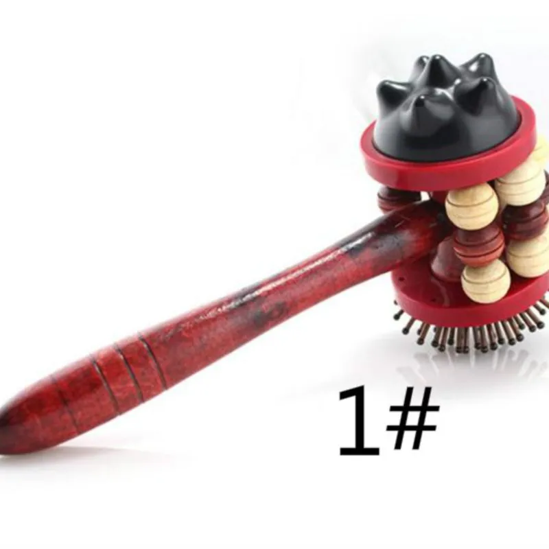 Pounded his hammer knock wooden roller massage health bar care back rubs sticks meridian take sha stick massager hammer