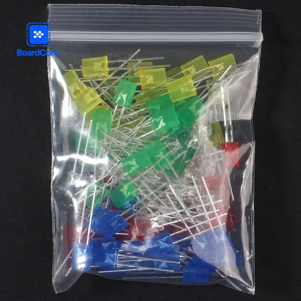 100PCS/lot 2x5x7mm Square LED Diode Set 5 Colors Short-LEG Light-Emitting Diode LED In-Line Lamp Beads DIY Electronic Kit