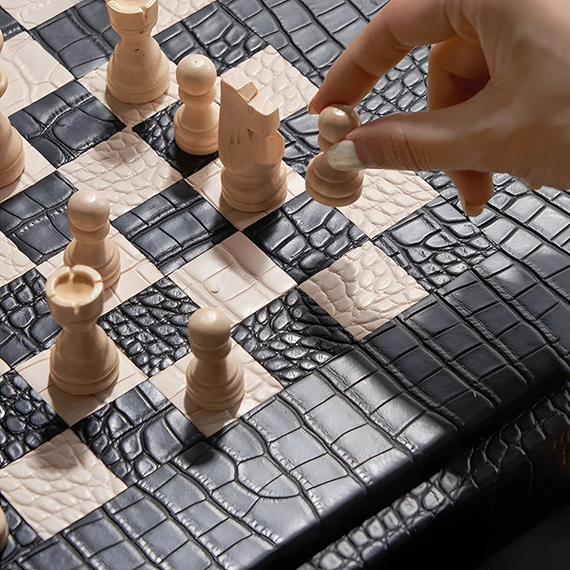 شطرنج جلد التمساح العليا، هدايا الأعمال، شطرنج خشبي، شطرنج درج الفارس الألماني، لعبة لوحة التخييم في الهواء الطلق، لعبة الشطرنج