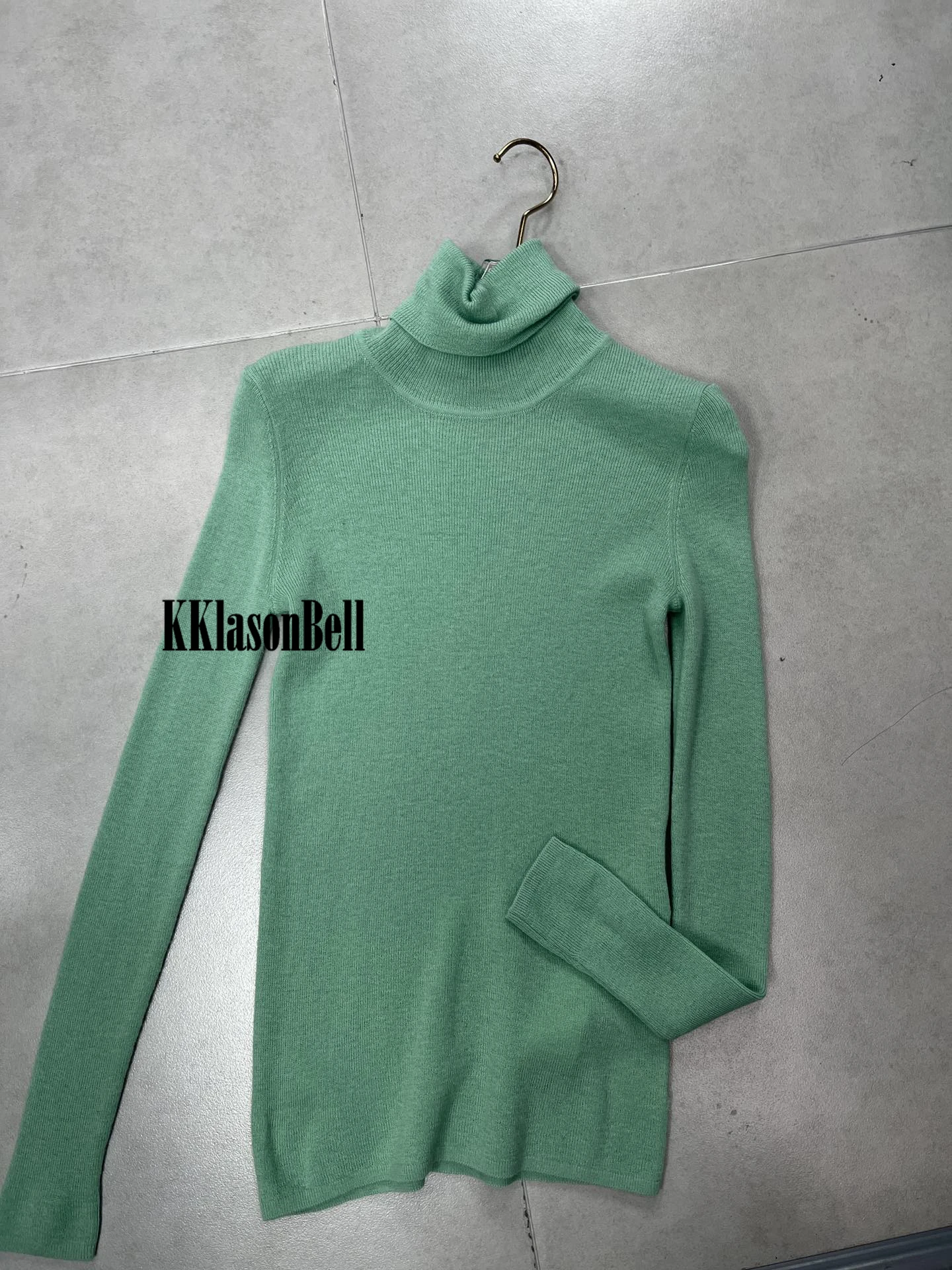 12.4 KKlasonBell Turtleneck Knitted Top Slim Solid Color Long Sleeve Pullover Sweater Women