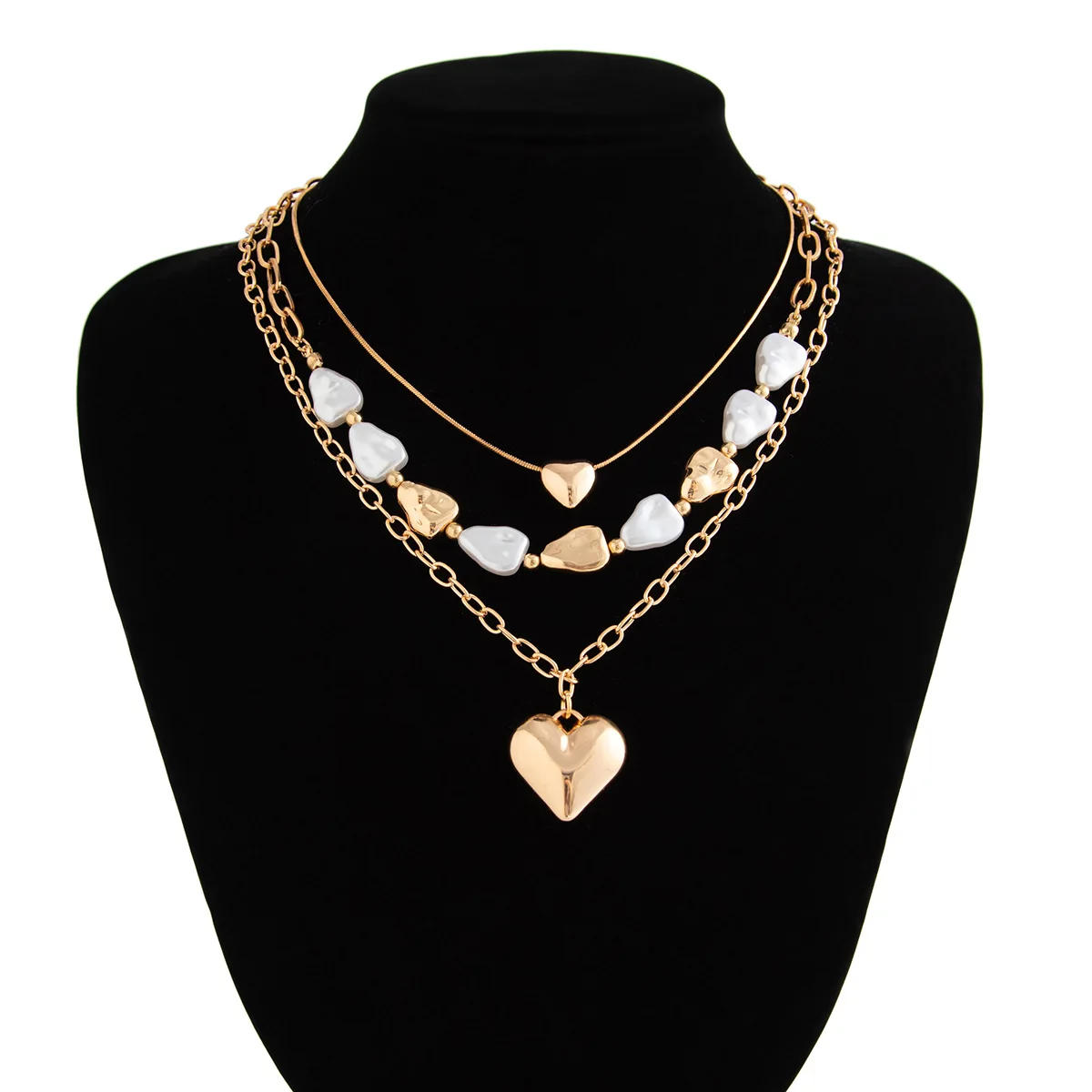 Boho Love Pendant Necklace Women's 2025 Multi Layer Gold Color Metal Imitation Pearl Girl Fashion Couple Fashion Jewelry - Image 6