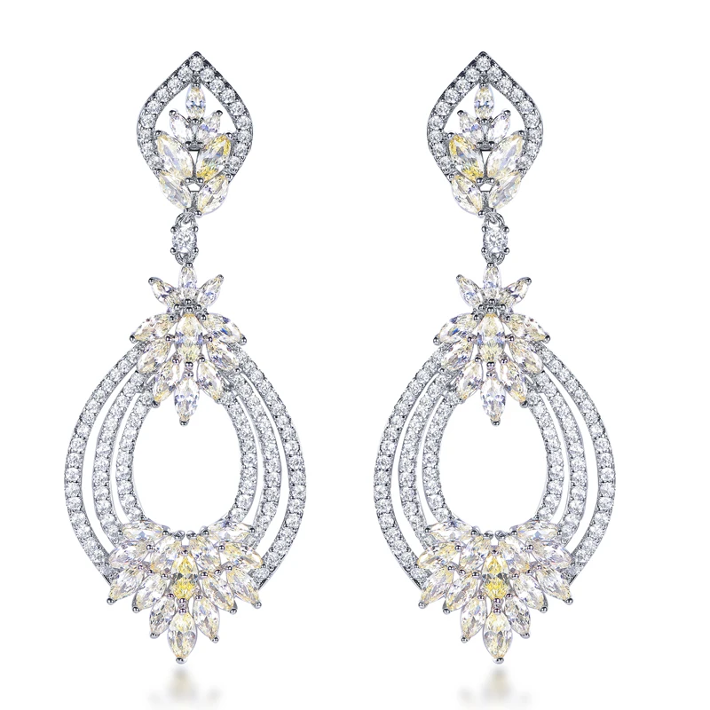KOSE Luxry Bohemian Gemstone Earrings Women's CZ Zircon Stud Earring Vintage Geometric Drop for Wedding Party Bridal Jewelry