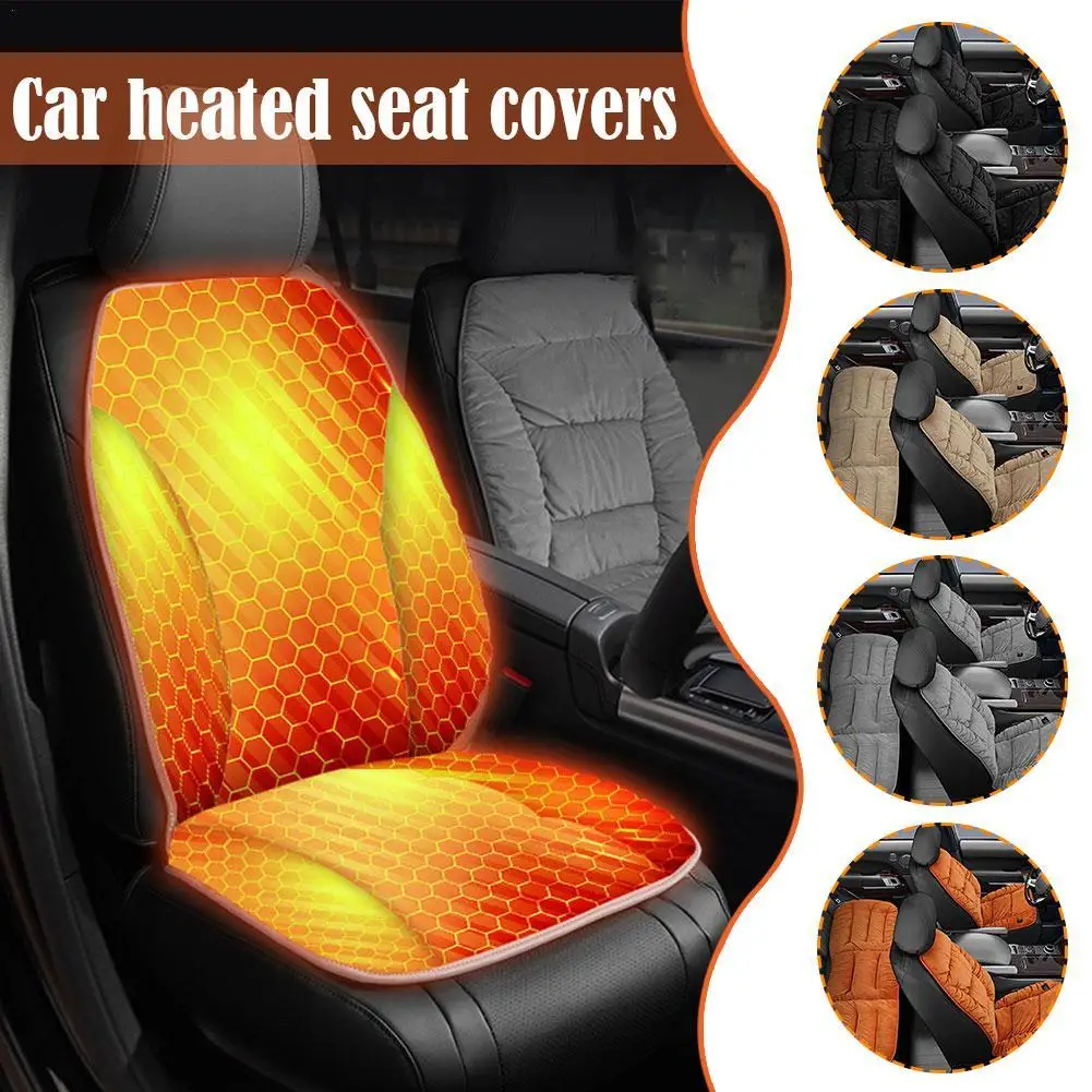 Universal 12V Graphene Winter Plush Seat Cushion Electric Heating Automatic Start Stop Car Seat Cushion Cover Car Accessories