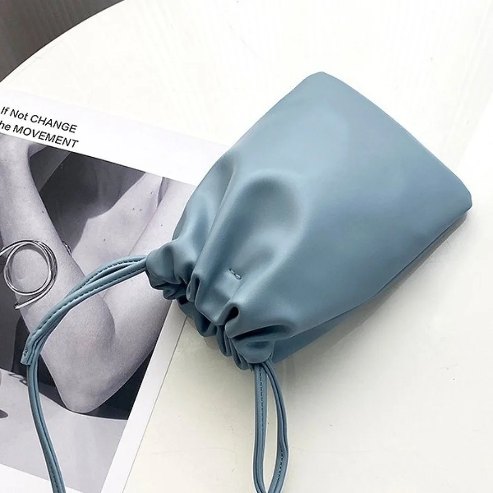 

Повседневная сумка через плечо на шнурке из искусственной кожи, мини-сумка-ведро конфетных цветов, вместительная, легкая, женская сумка на плечо