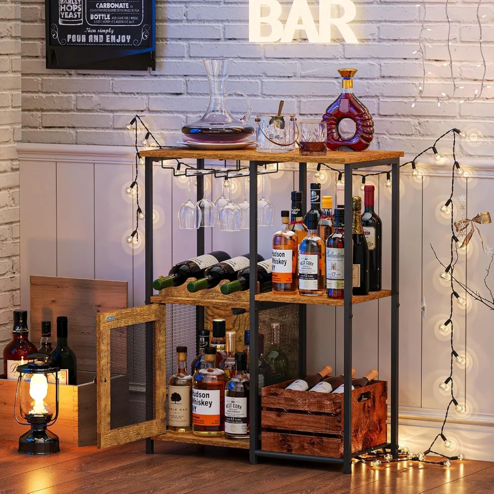 Armoire de Bar avec support amovible, étagère à liqueur pour Bar à domicile, Mini Table de Bar avec support en verre, petit buffet
