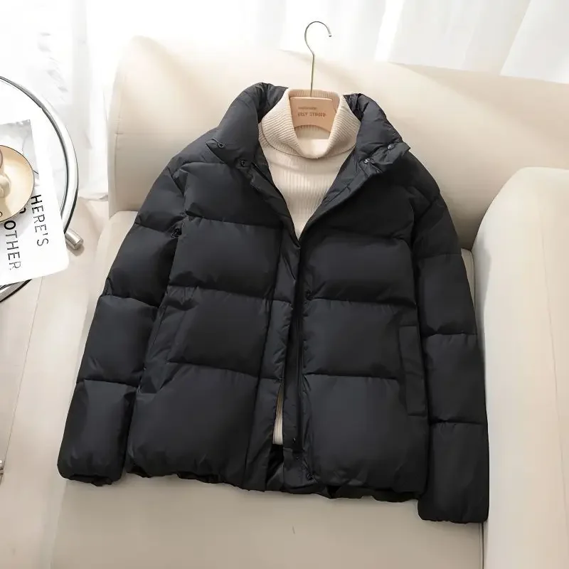 Parka da donna cappotto stile pendolarismo 2024 inverno nuovo colletto in piedi piumino in cotone cerniera regolare abbigliamento donna inverno