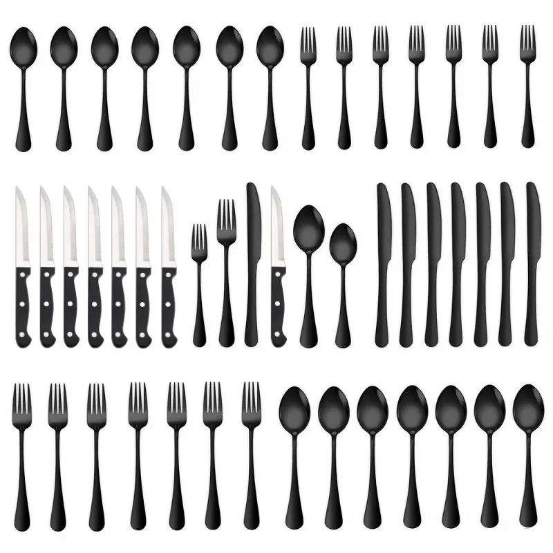 Luxury 48 PCS Silverware Set Stainless Steel Food Grade Mirror Polish Fork Knife Spoon Flatware Cutlery Tableware Set