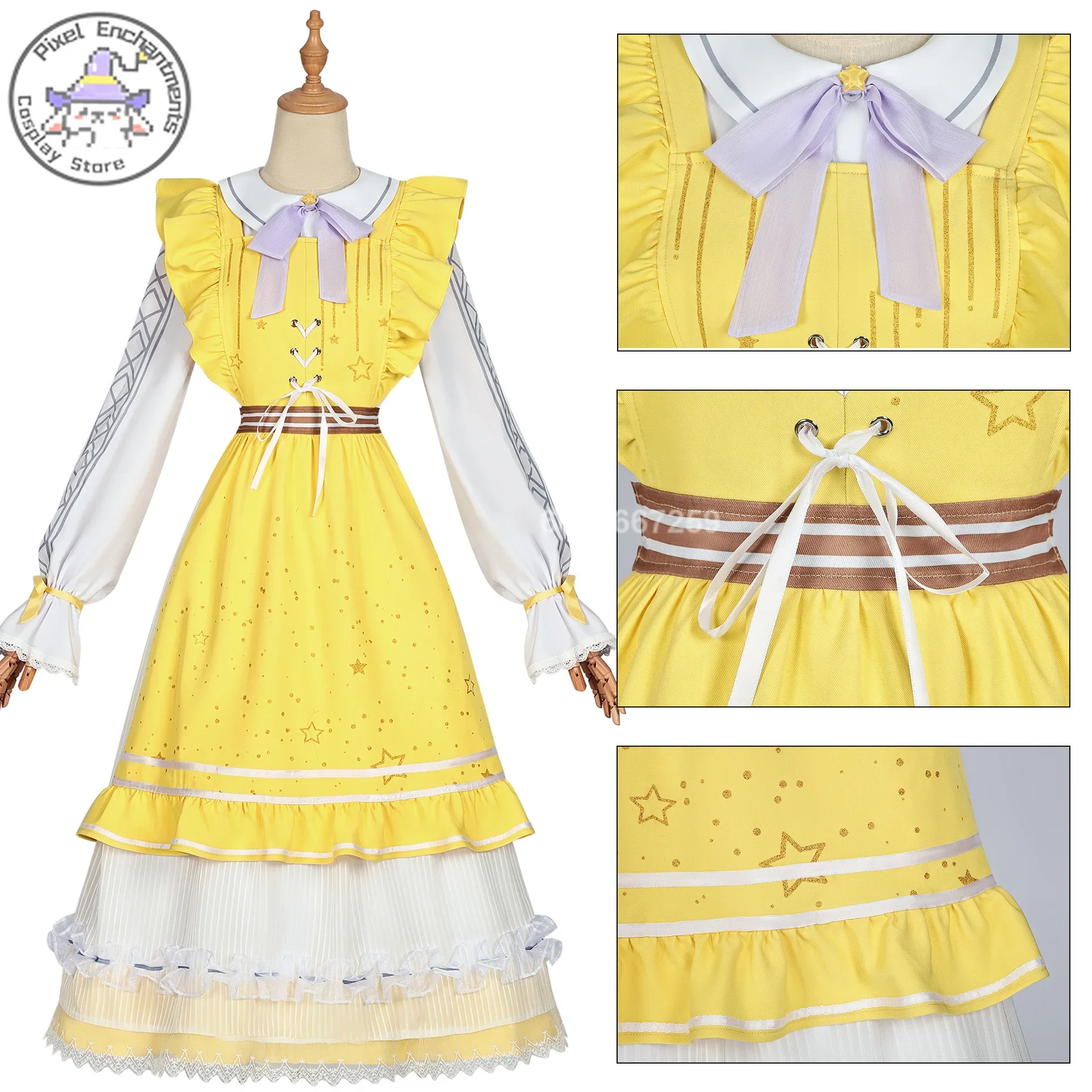 Anime Game Identity V Cosplay Anne Lester Toy Merchant Costume for Women Shimmer Wig Yellow Dress Lolita Girls Halloween Suit