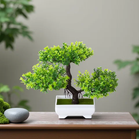 Artificial Plants Decoration Potted Bonsai Small Tree Pot Fake Plant Potted Zen Garden Ornaments Table Home Room Decoration