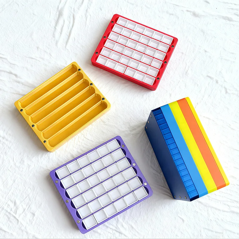 Magnetic Watercolor Paint Box 36 Grids 2ML Stackable Portable Palette Outdoor Sketching College Student Art Supplies