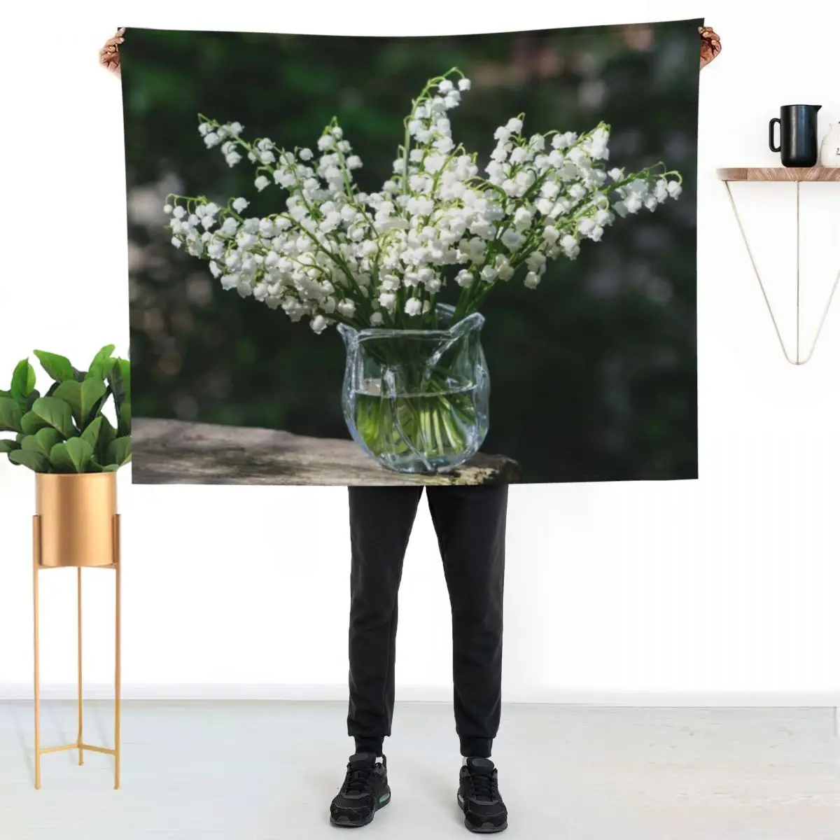 Springtime Aromatherapy - Lily-of-the-valley Flower Bouquet Perfuming the Air Throw Blanket Bed covers Quilt Blankets
