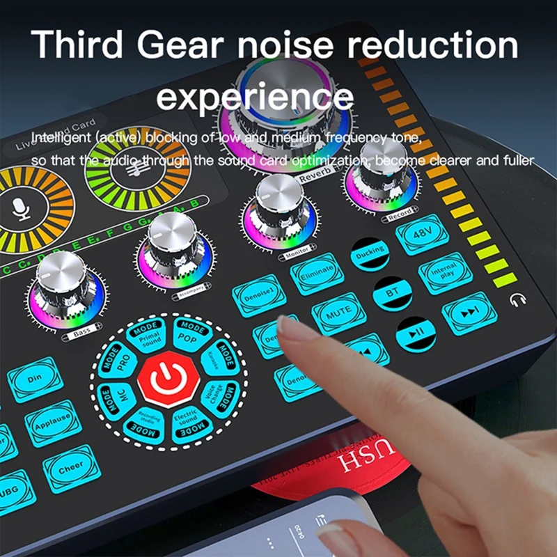 Mikser Udio USB Zewnętrzna karta dźwiękowa zestawu słuchawkowego Karta dźwiękowa do transmisji na żywo do telefonu komórkowego Komputera Mikser audio 48 V