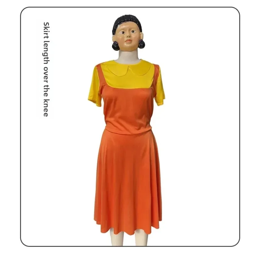 New Role-playing Costume Long Orange Yellow Dress Casual Knee-length Parent-child Performance Suit Set Modern Dance Clothe