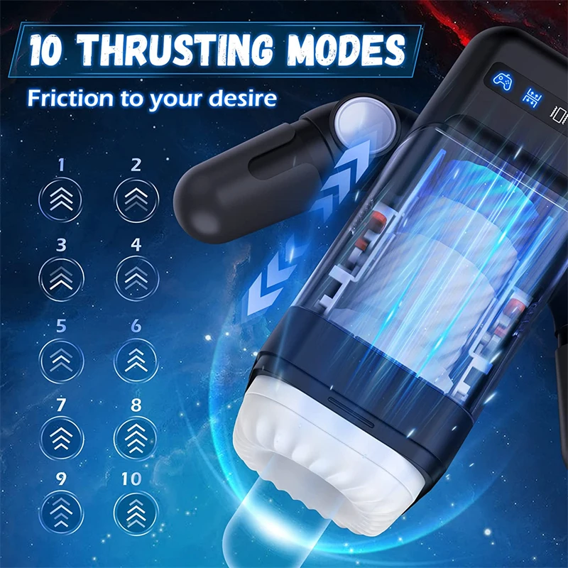 Realistic Vagina Masturbator with Automatic Thrusting and Heating 10 Retractable Modes Blowjob Sucking Machine Sex Toys for Men