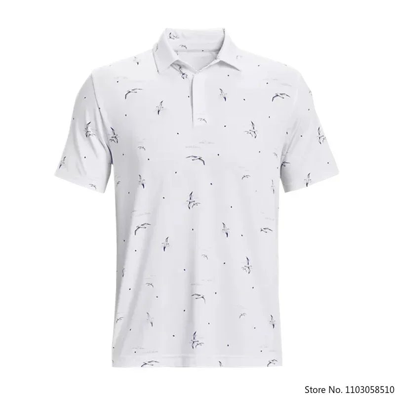 2023 Men's White Printed Golf T-shirt Summer Leisure POLO Shirt Comfortable Outdoor Sports Top American Baseball Jersey