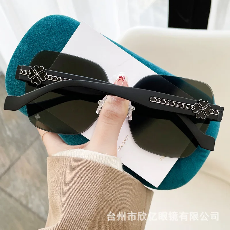 2024New Nylon Polarized Frameless Trimming Affordable Luxury Style High-Grade Women's Sunglasses TikTok Trendy Internet-Famous S