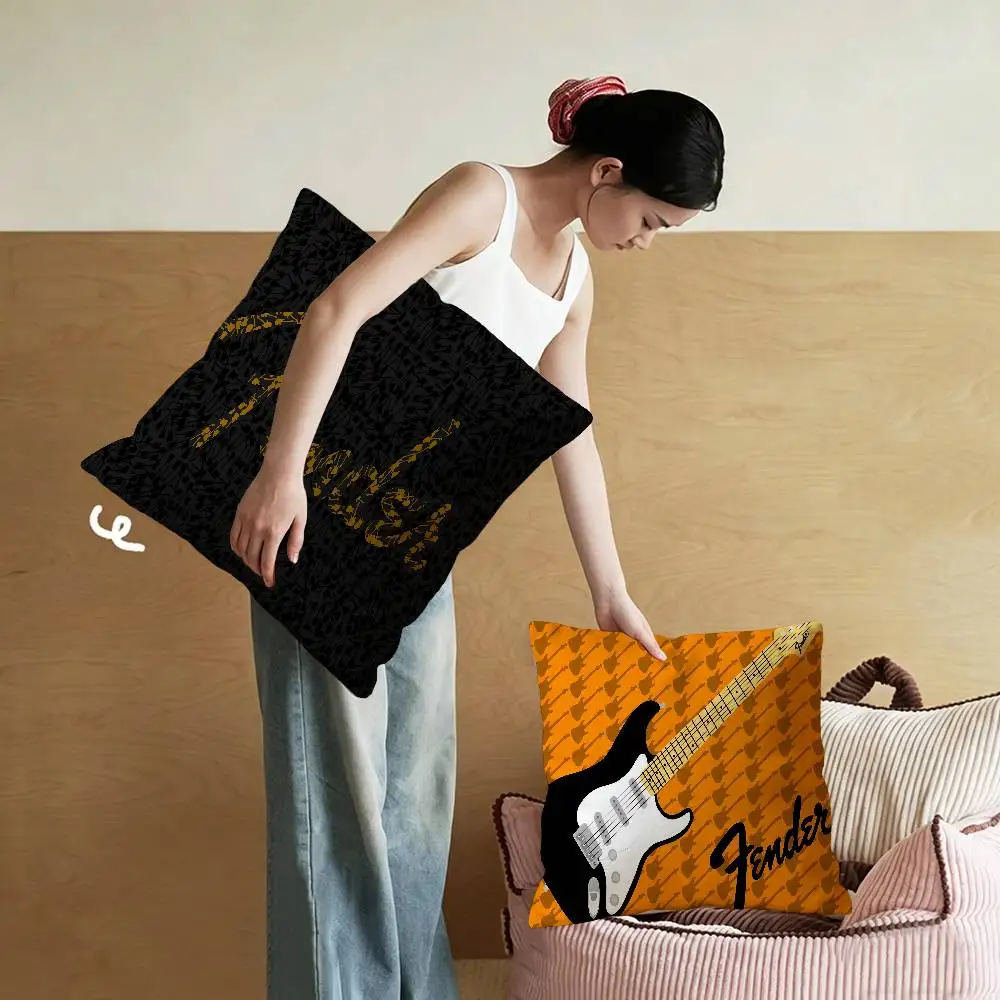 F-Fender Guitar Pillow Gift Home Office Decoration Bedroom Sofa Car Cushion Cover case 45x45