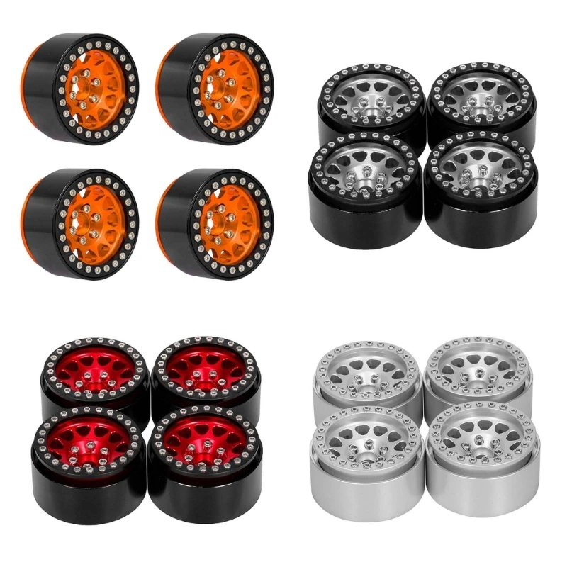 

4PCS Wheel Hub 1.9’’ Beadlock Metal Wheel Rims with 12 Spokes for Remote Control Car Toy 1/10 Crawler SCX10 Accessory