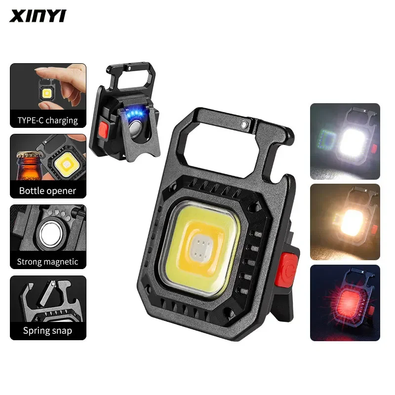 Mini LED Working Light Portable Pocket Flashlight USB Rechargeable Key Light Lantern Camping Outside Hiking COB Lantern