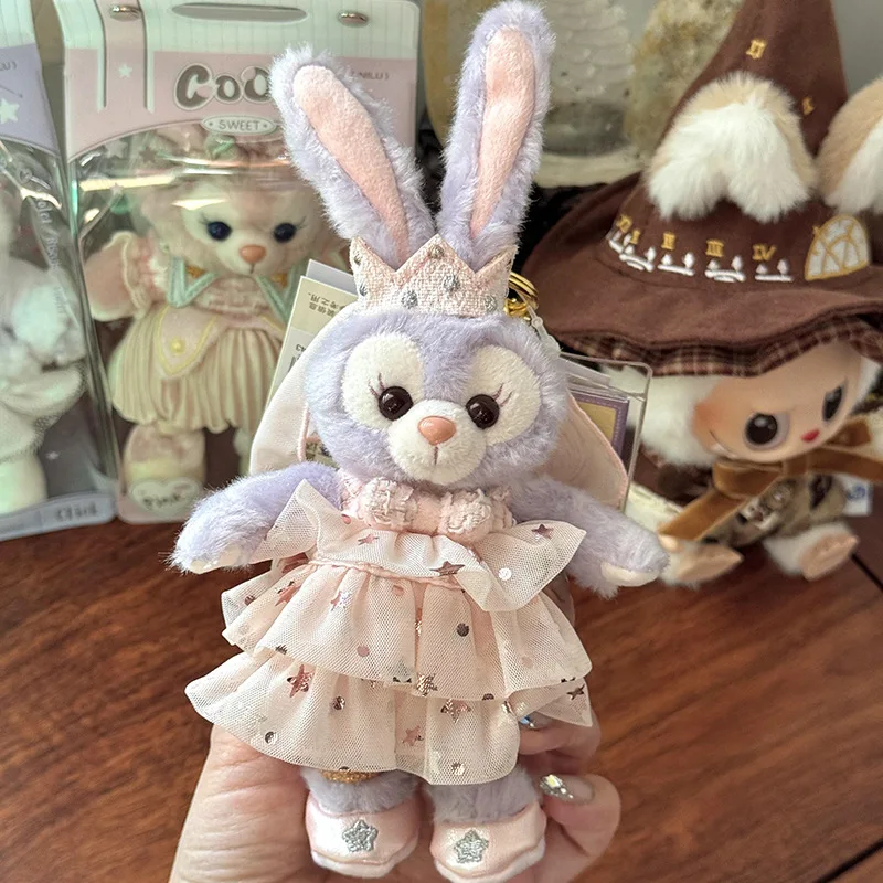 

Disney Stellalou Plush Keychain Princess Crown Starry Tulle Dress Cute Bunny Bag Charm Stuffed Toy for Gifts
