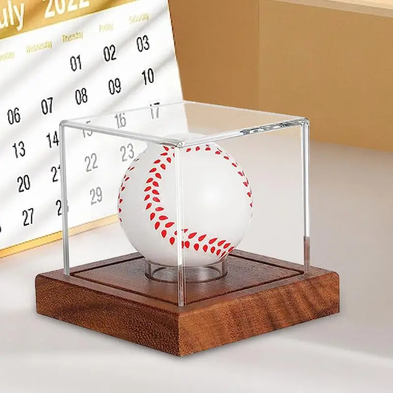 Baseball Display Box Baseball Showcase Autograph Ball Display Box With Wood Base Case Display for Official Size Baseball