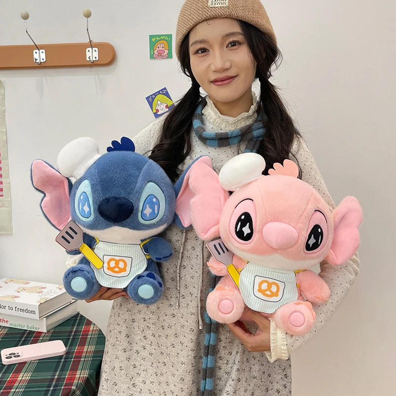 

New Disney Kawaii Large Size 65cm Plush Toy Cute Chef Stitch Stuffed Doll for Kids Birthday Gift Soft Toys Room Decoration Doll