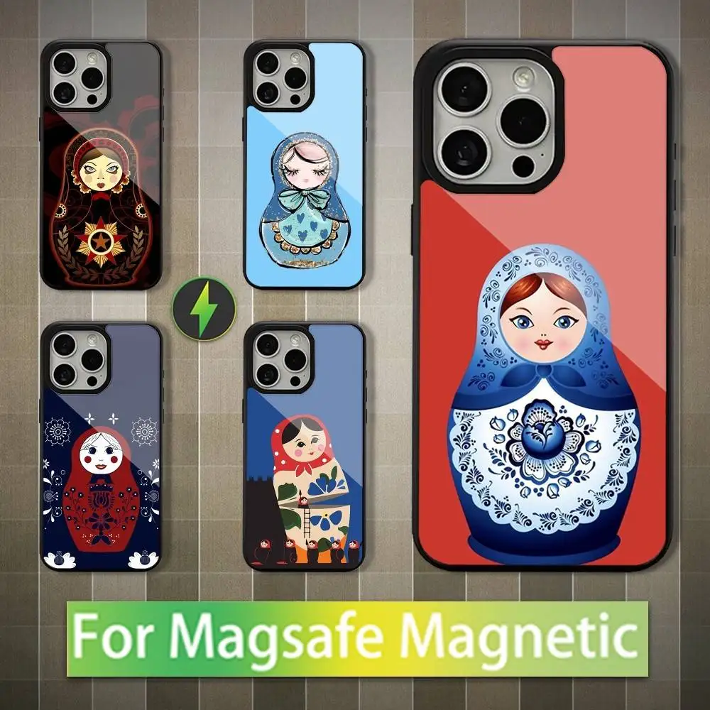 

Russian Art Matryoshka Phone For iPhone 17,12,11,16,15,13,14,Pro,Max,Plus,Mini, For Magsafe,Magnetic Wireless Charging Case