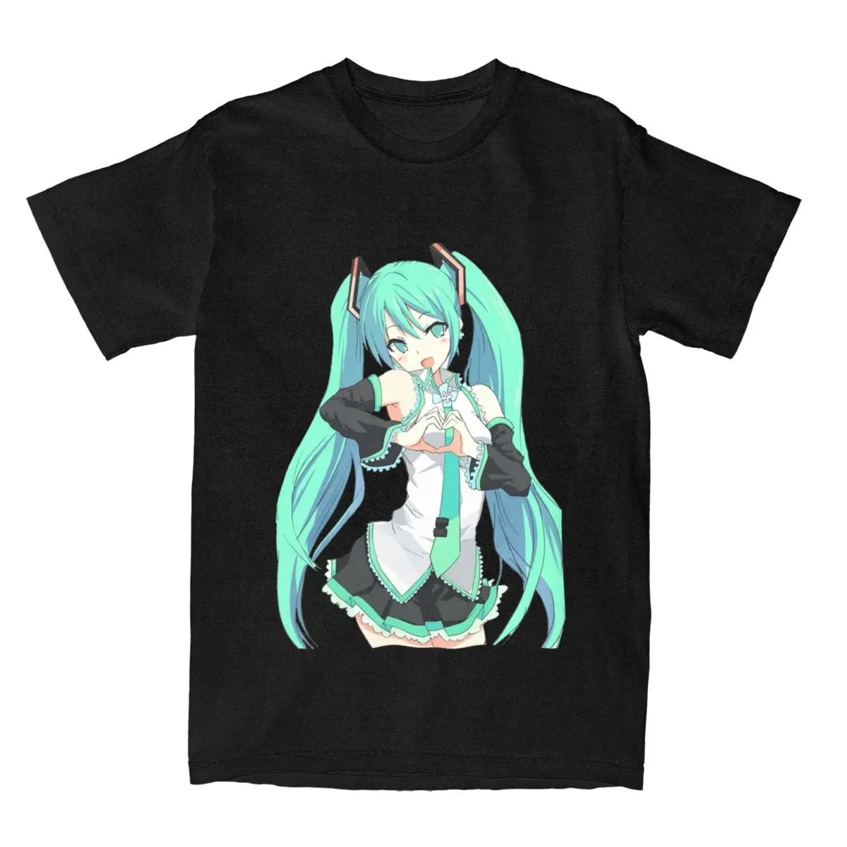 Camisetas de Anime Hatsune Miku para Homens e Mulheres, Manga Vintage, Camiseta de Algodão Puro, Gola Redonda, Manga Curta, Tamanhos Grandes