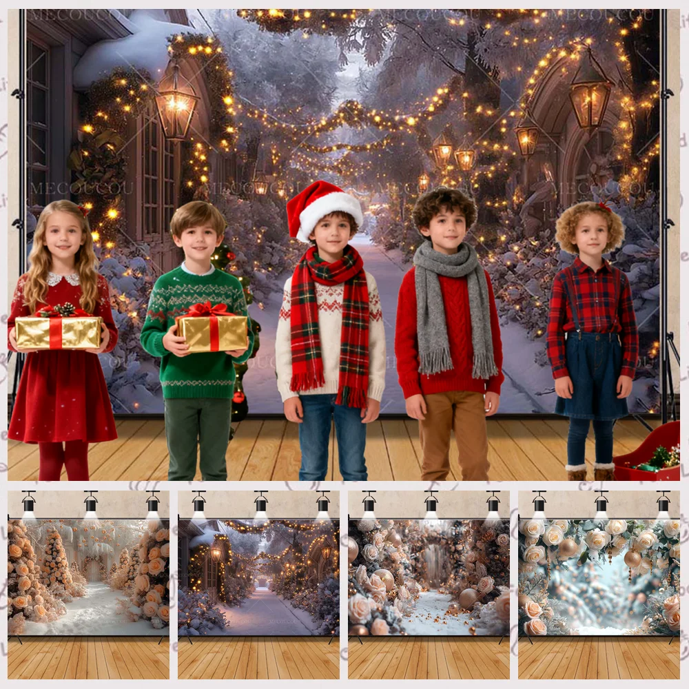 

Christmas Arch Floral Theme Customized Festive Family Party Decoration Banners Offer Portrait Photography Studio Prop Background