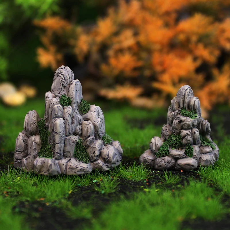 1PCS Mini Mountain Miniature Fake Stone Artificial Hill Toys Bonsai Ornaments Fairy Garden Accessories Decoration Aquarium Rock