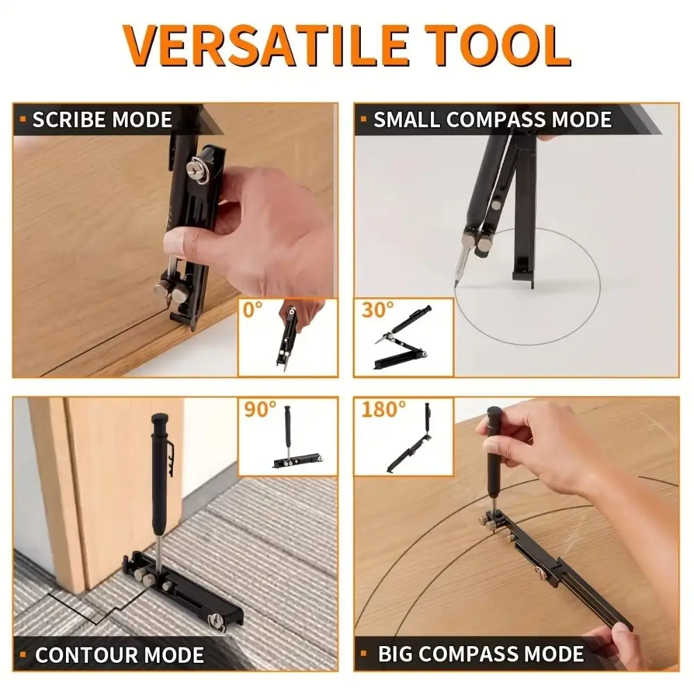 Aluminum Alloy/ ABS Scribing Tool Deep Hole Pencil Precise Measurement Contour Finder Adjustable Design Metal Construction