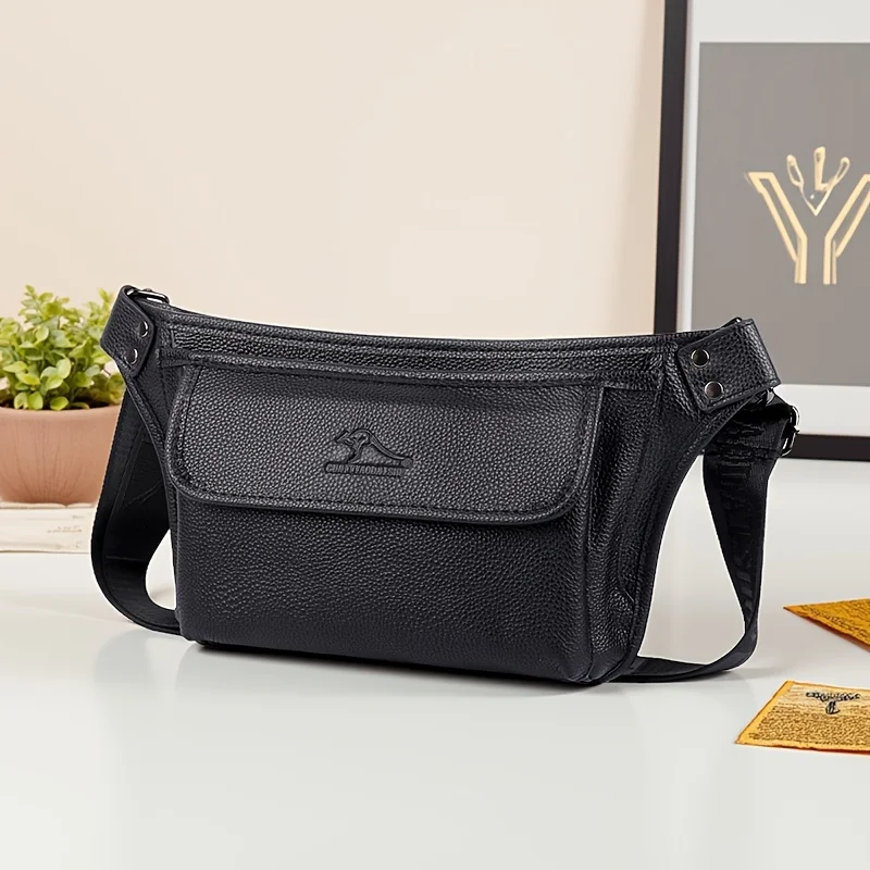 

Men Waist Fanny Pack Belt Bag Genuine Leather Casual Fashion Travel Real Cowhide Male Loop Sling Chest Hip Bum Belt Bag