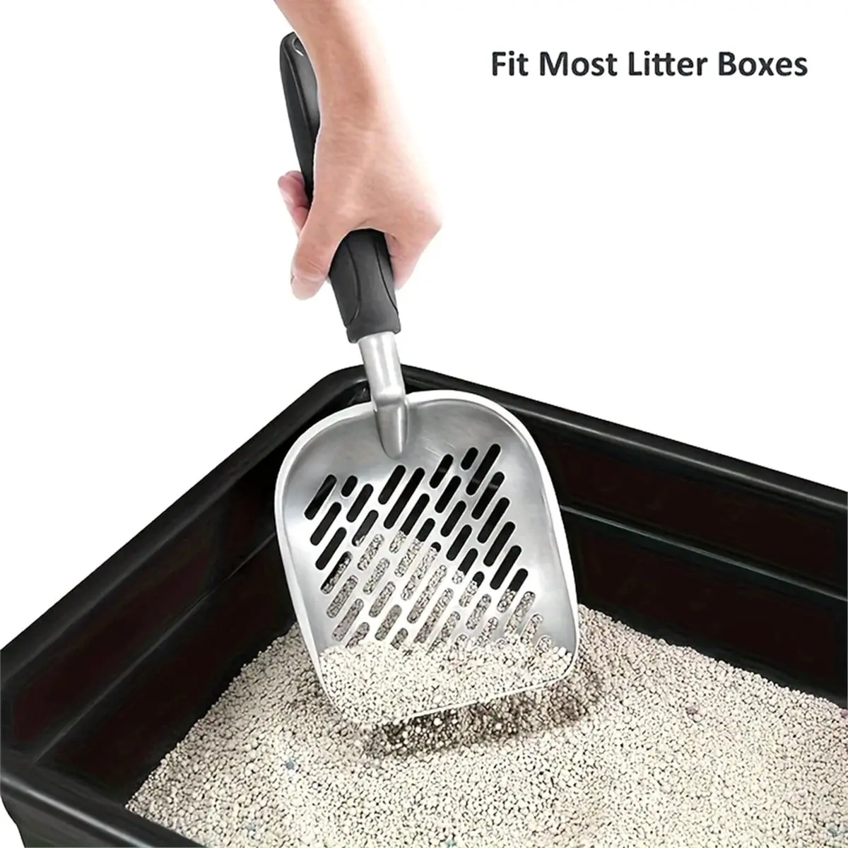 Oct Sale Extra Large Aluminum Alloy Deep Shovel Poop Sifting with Long Handle Metal Cat Litter Scoop
