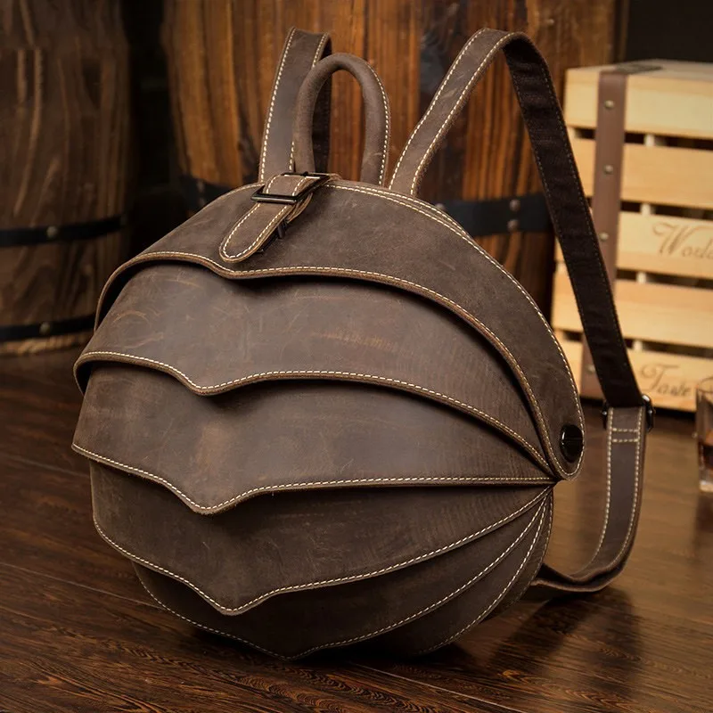 

Beetle Series Handmade Cowhide Backpack, British Style Genuine Leather Backpack for Men and Women Casual Bag