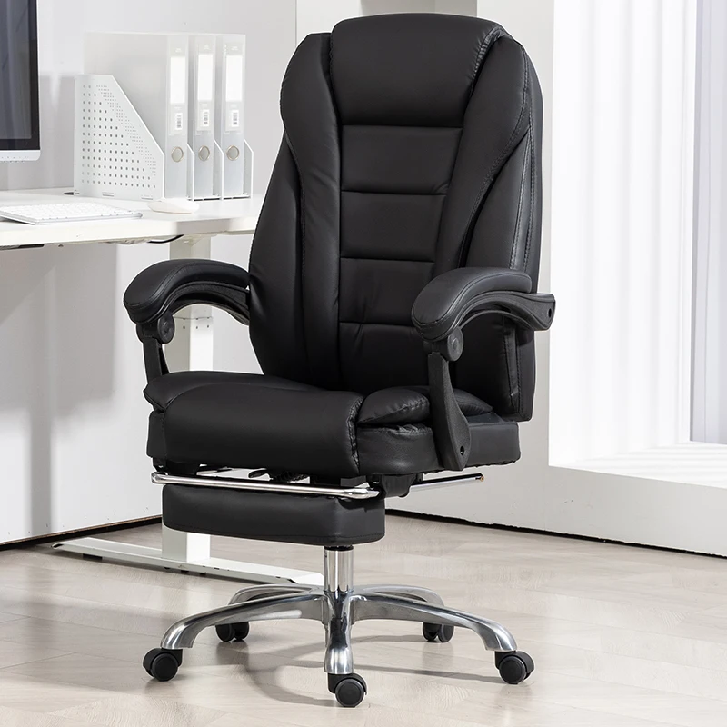 

Black Foot Rest Office Chair Black Armrest Modern High Comfortable Desk Chair Ergonomic Relaxing Silla Oficina Office Furniture