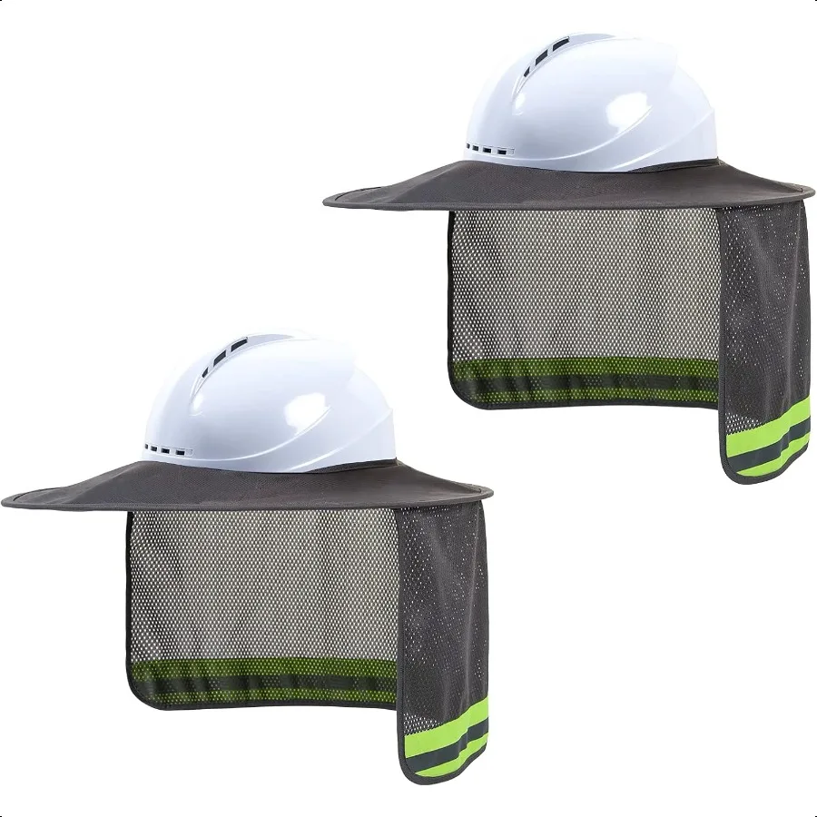 

Hard Hat Sun Shade High Visibility Sun Visor Neck Shade with Reflective Strip Full Brim Man and Woman Hard Hat Not Included Gre