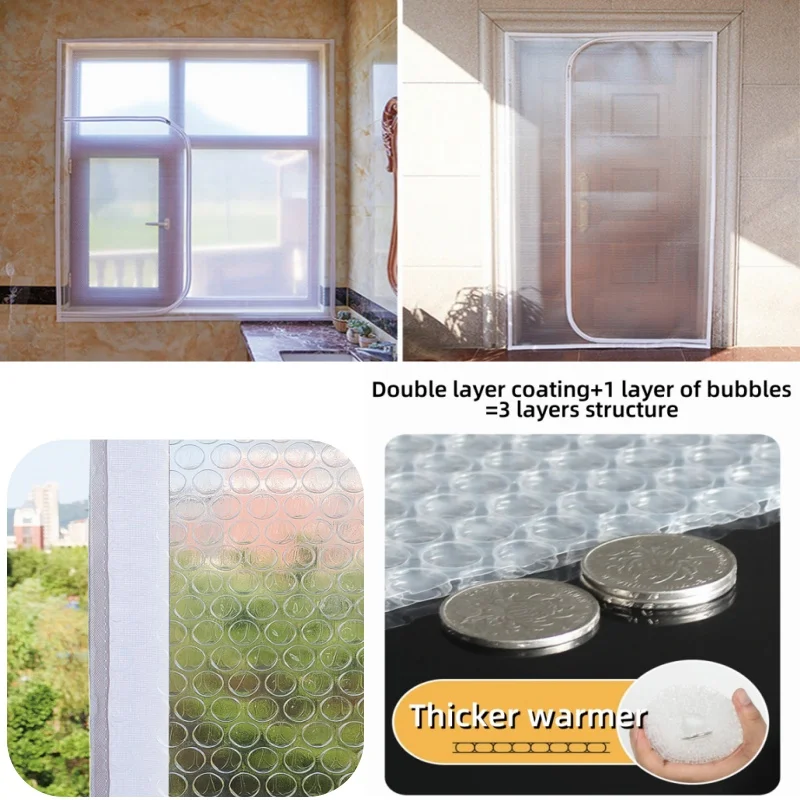 

Thickened Widened Velcro With Double Headed Zipper Design For Insulation Warmth Wind Resistance Insulation Film