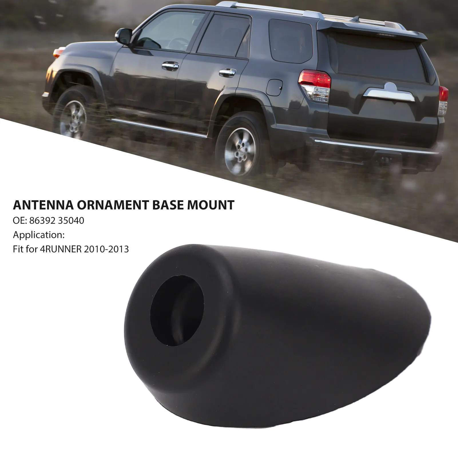 Antenna Ornament Base Mount 86392 35040 Black Elastic Car Radio Antenna Bezel Fit for TOYOTA 4RUNNER 2010 to 2013