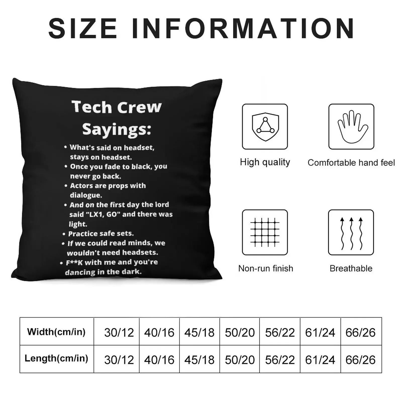 Theatre Tech Crew Sayings Throw Pillow Pillow Case Christmas Cushion Cover Luxury Decorative Cushion pillow