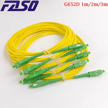 100 Stuks OEM SC/APC Glasvezel Patch Cord 1/2/3Meter SM G652D SX Core 3.0mm Met Gele LSZH Jas Voor Telecom