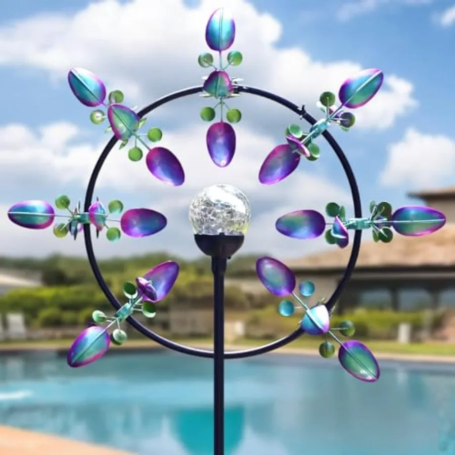 

Large Solar Wind Spinner Outdoor Metal Wind Sculpture Kinetic for Patio Garden Yard Decor Gift for Family or Friends