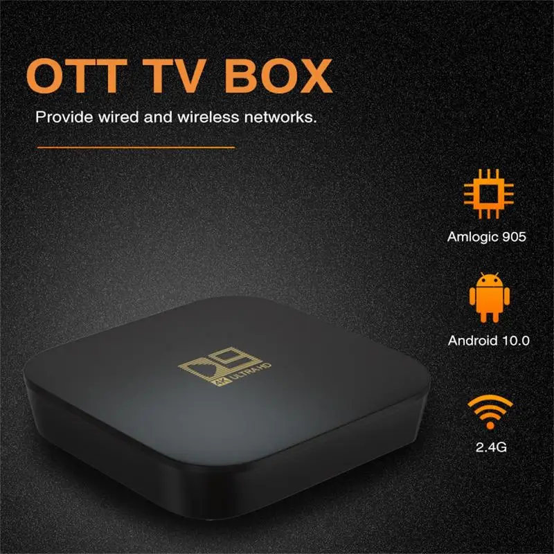 Стандартная ТВ-приставка S 4K Ultra HD Android TV 9,0 HDR 8 Гб WiFi DTS Многоязычная смарт-приставка с Bluetooth 2,4G