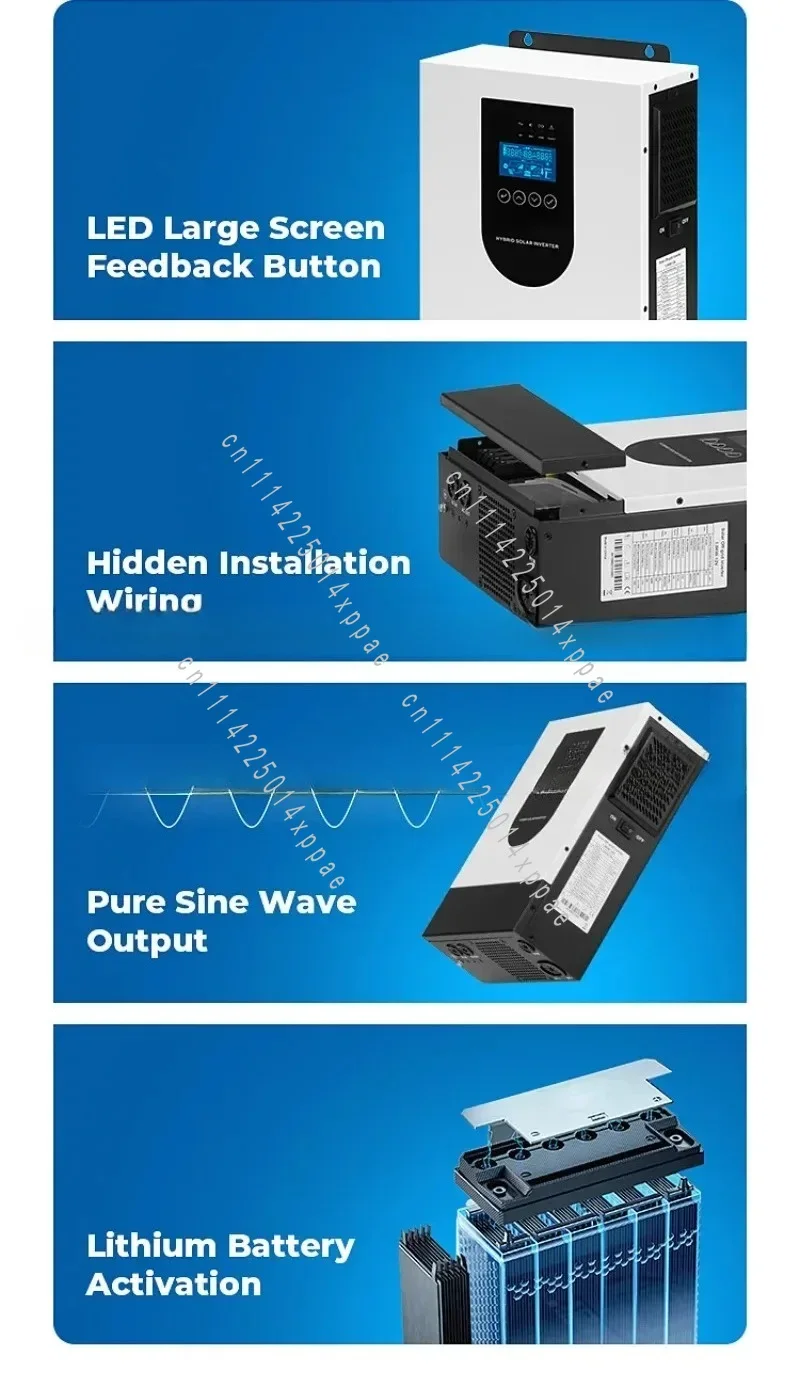 Hybrid Solar Inverter 12V Off-Grid AC String Inverter Automatic 60Hz Single-Phase Solar Inverter1.5KW