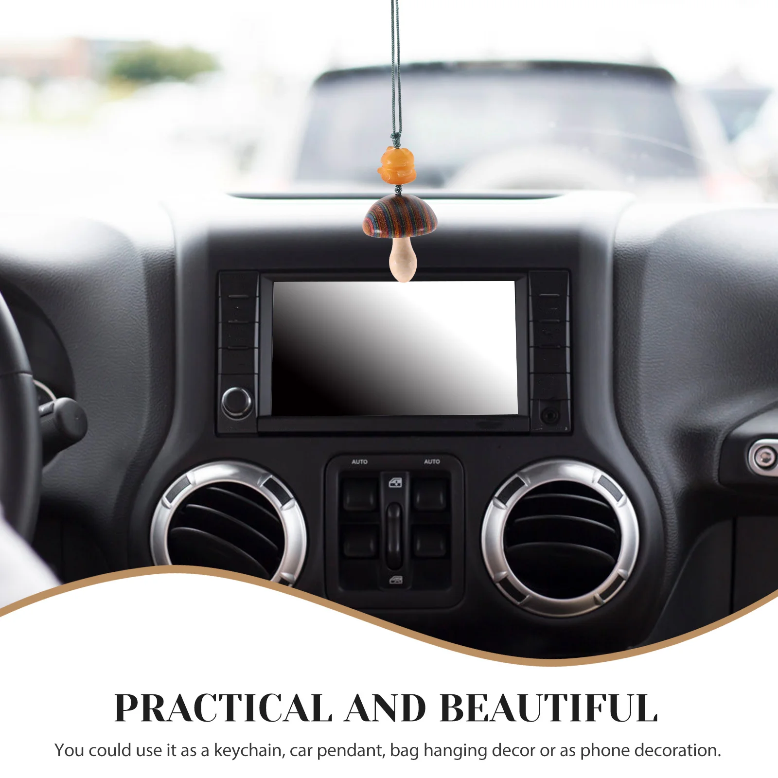 

Rainbow Mushroom Key Pendant Cat Shape Durable Car Interior Pendant Bag Hanging Decor Fashion Keychain Bag Hanging Decor