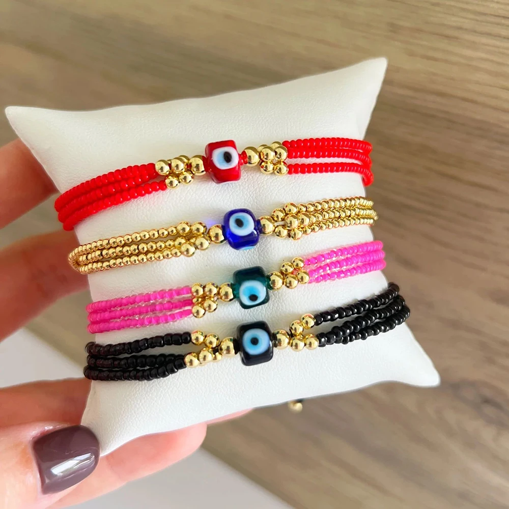 Multilayer Chains Evil Eye Beaded Bracelets Women Friendship Gift Handmade Boho Jewelry Summer Beach Party Bracelet for Men